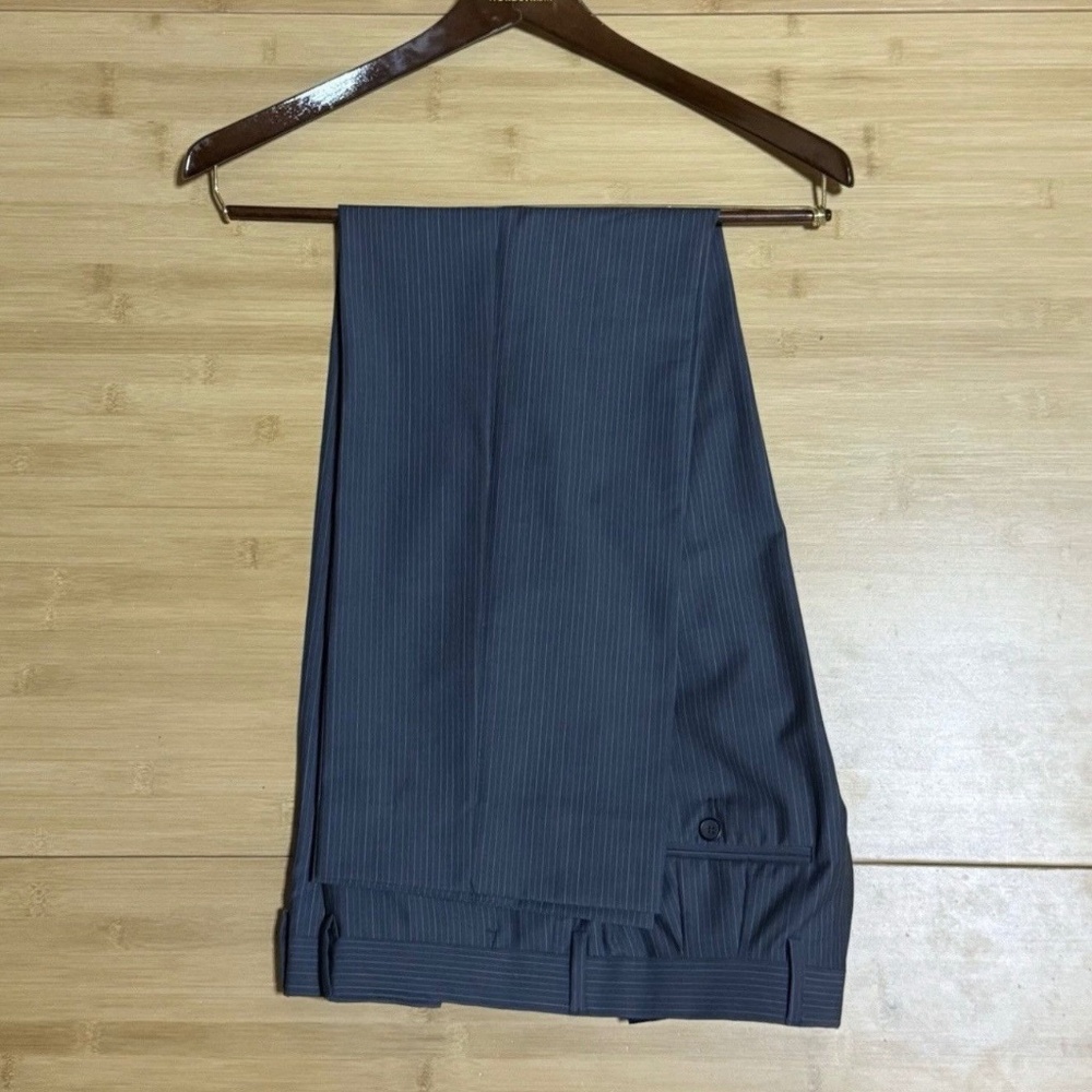 Paul Smith Wool Dress Pants Charcoal Grey Striped 35 34